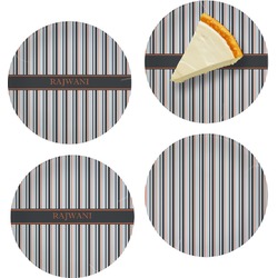 Gray Stripes Set of 4 Glass Appetizer / Dessert Plate 8" (Personalized)