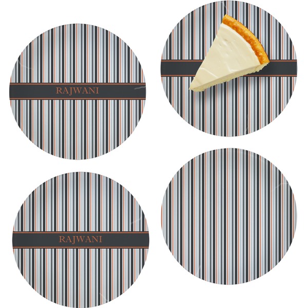Gray Stripes Set of Appetizer / Dessert Plates