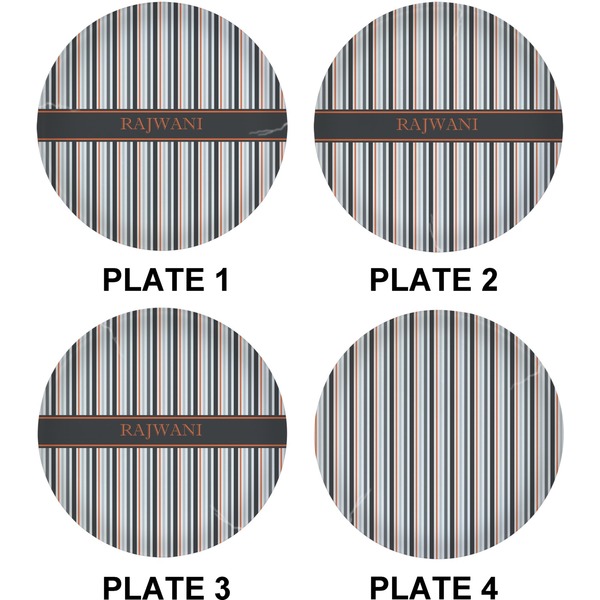 Gray Stripes Set of Lunch / Dinner Plates (Approval)