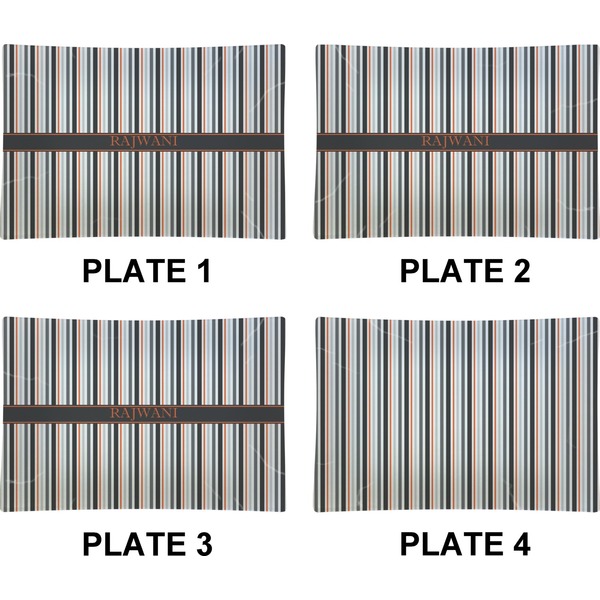 Gray Stripes Set of Rectangular Appetizer / Dessert Plates (Approval)