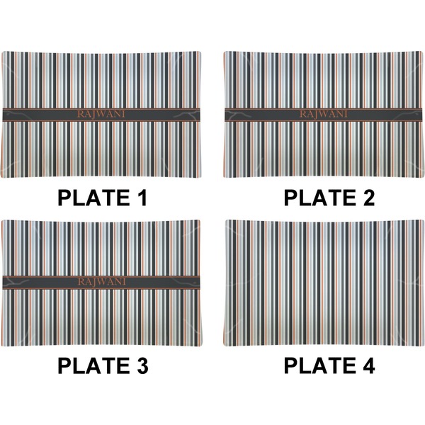 Gray Stripes Set of Rectangular Dinner Plates (Approval)