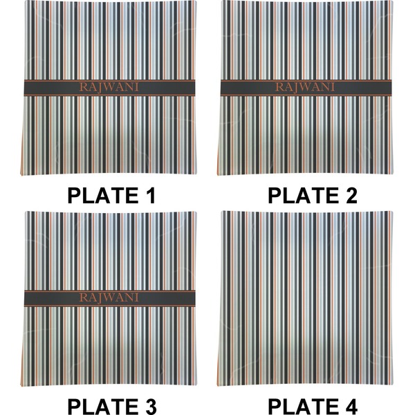 Gray Stripes Set of Square Dinner Plates (Approval)