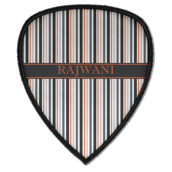 Custom Gray Stripes Iron on Shield Patch A w/ Name or Text