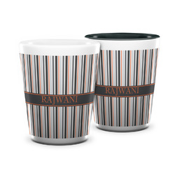 Gray Stripes Ceramic Shot Glass - 1.5 oz (Personalized)