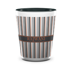Gray Stripes Ceramic Shot Glass - 1.5 oz - Two Tone - Single (Personalized)