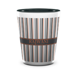 Gray Stripes Ceramic Shot Glass - 1.5 oz - Two Tone - Set of 4 (Personalized)