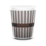 Gray Stripes Ceramic Shot Glass - 1.5 oz - White - Single (Personalized)