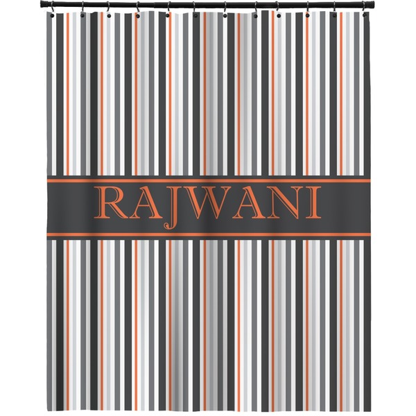 Custom Gray Stripes Extra Long Shower Curtain - 70"x84" (Personalized)