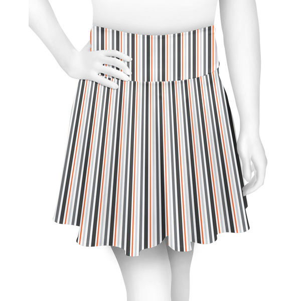 Custom Gray Stripes Skater Skirt - Small