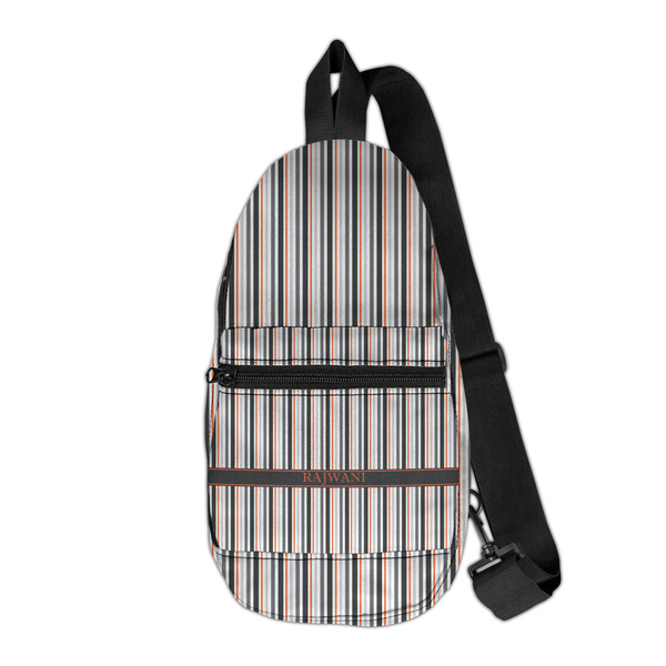 Custom Gray Stripes Sling Bag (Personalized)