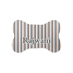 Gray Stripes Bone Shaped Dog Food Mat (Small) (Personalized)