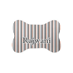 Gray Stripes Bone Shaped Dog Food Mat (Small) (Personalized)