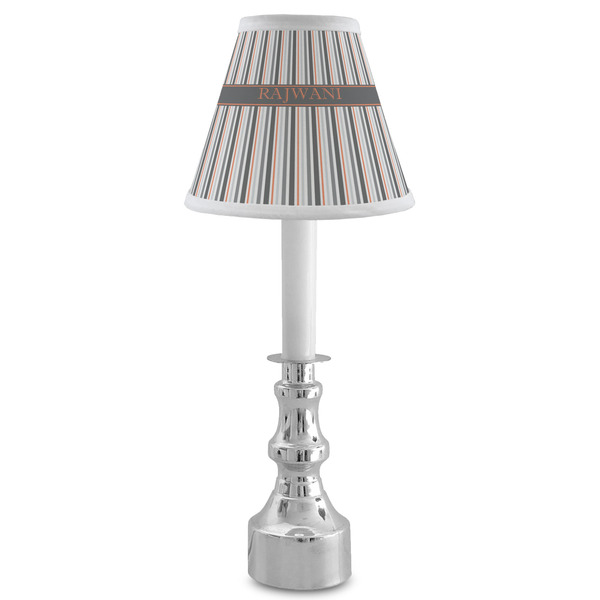 Gray Stripes Small Chandelier Lamp - LIFESTYLE (on candle stick)