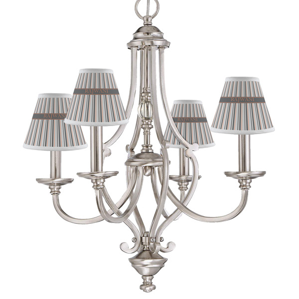Gray Stripes Small Chandelier Shade - LIFESTYLE (on chandelier)