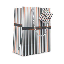 Gray Stripes Small Gift Bag (Personalized)