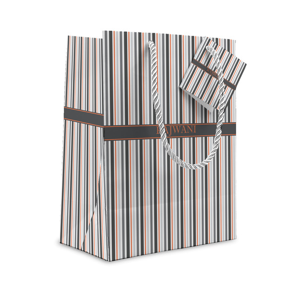 Custom Gray Stripes Small Gift Bag (Personalized)