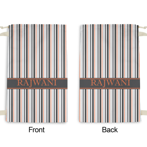 Gray Stripes Small Laundry Bag - Front & Back View