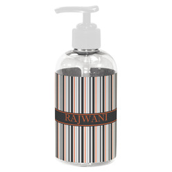 Gray Stripes Plastic Soap / Lotion Dispenser (8 oz - Small - White) (Personalized)