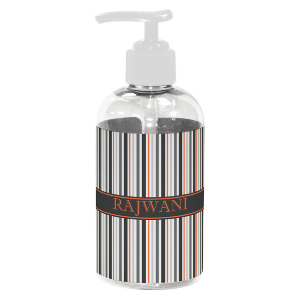 Gray Stripes Small Liquid Dispenser (8 oz) - White
