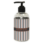 Gray Stripes Plastic Soap / Lotion Dispenser (8 oz - Small - Black) (Personalized)