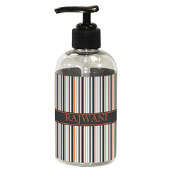 Gray Stripes Plastic Soap / Lotion Dispenser (8 oz - Small - Black) (Personalized)