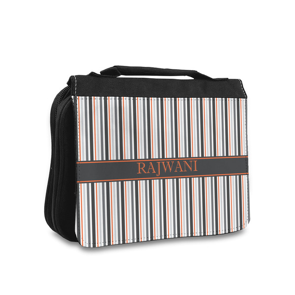Custom Gray Stripes Toiletry Bag - Small (Personalized)