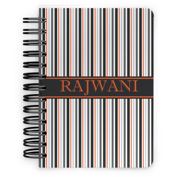 Custom Gray Stripes Spiral Notebook - 5x7 w/ Name or Text