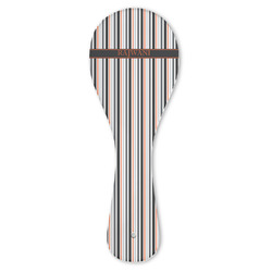 Gray Stripes Ceramic Spoon Rest (Personalized)