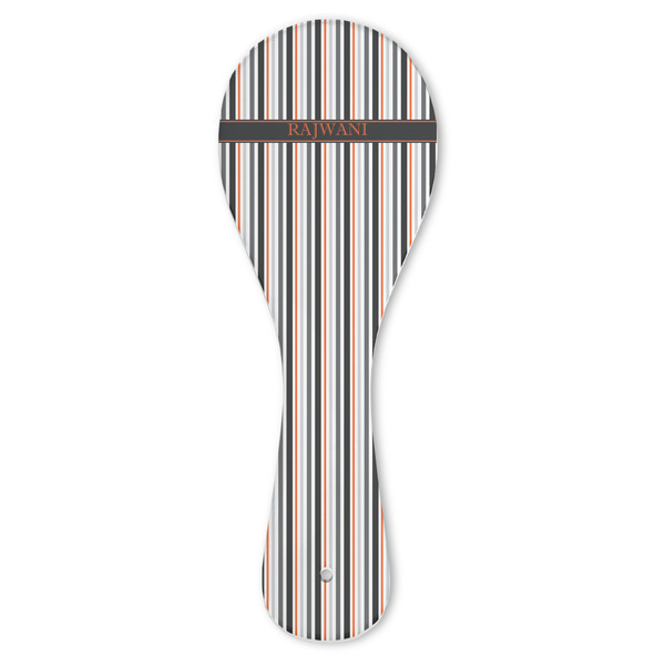 Custom Gray Stripes Ceramic Spoon Rest (Personalized)