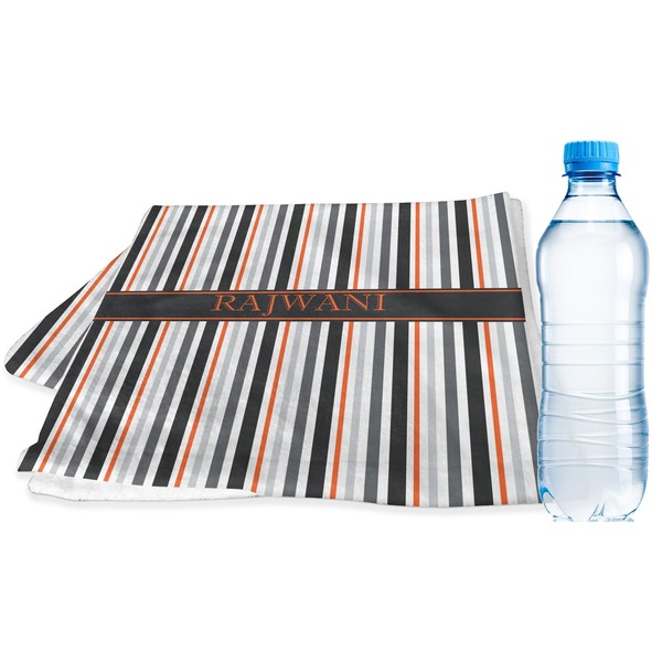 Custom Gray Stripes Sports & Fitness Towel (Personalized)