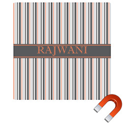 Gray Stripes Square Car Magnet - 10" (Personalized)