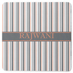 Gray Stripes Square Rubber Backed Coaster (Personalized)