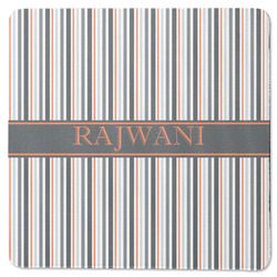 Gray Stripes Square Rubber Backed Coaster (Personalized)