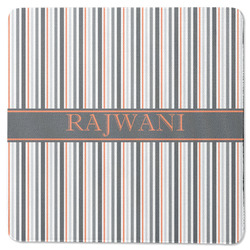 Gray Stripes Square Rubber Backed Coaster (Personalized)