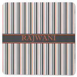 Gray Stripes Square Rubber Backed Coaster (Personalized)