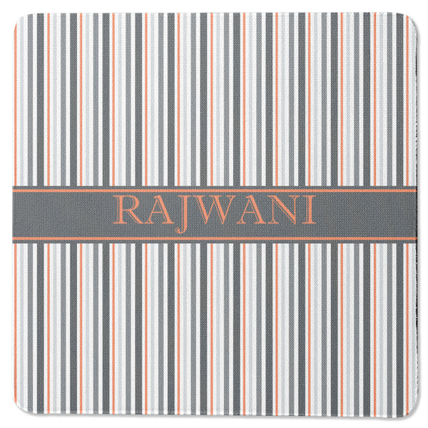 Custom Gray Stripes Square Rubber Backed Coaster (Personalized)