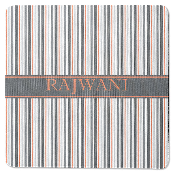Custom Gray Stripes Square Rubber Backed Coaster (Personalized)
