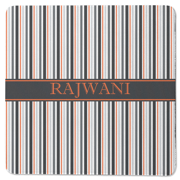Custom Gray Stripes Square Rubber Backed Coaster (Personalized)
