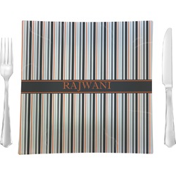 Gray Stripes Glass Square Lunch / Dinner Plate 9.5" (Personalized)