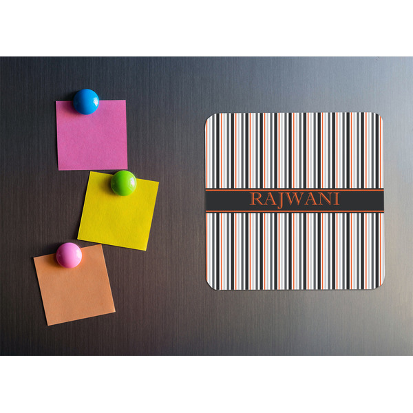 Gray Stripes Square Fridge Magnet - LIFESTYLE