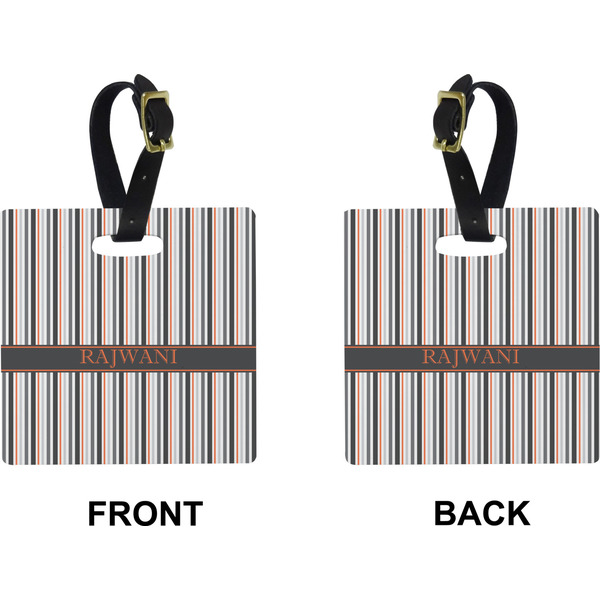 Gray Stripes Square Luggage Tag (Front + Back)