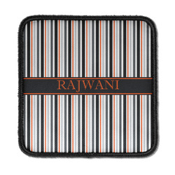 Gray Stripes Iron On Square Patch w/ Name or Text