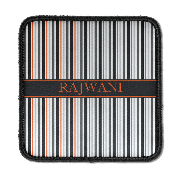 Custom Gray Stripes Iron On Square Patch w/ Name or Text