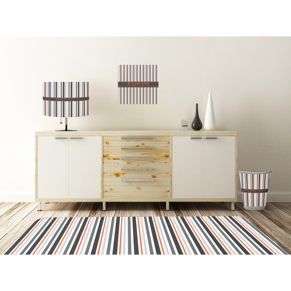 Gray Stripes Square Wall Decal Wooden Desk