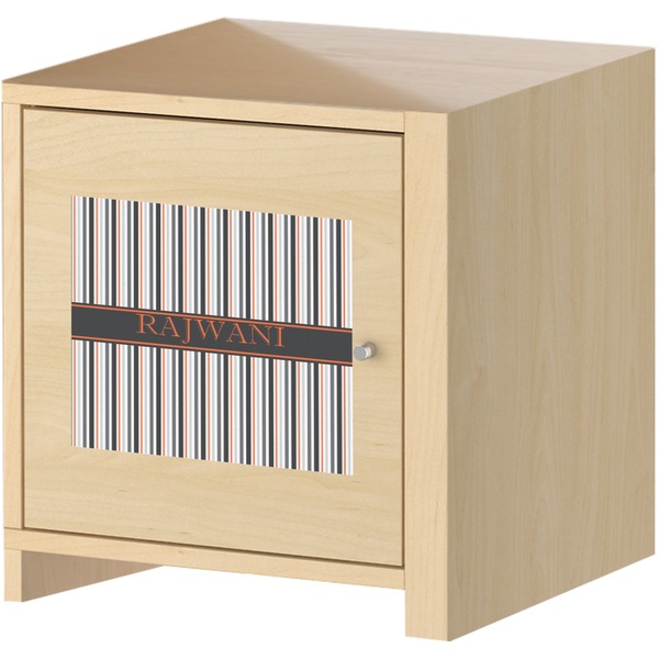 Gray Stripes Square Wall Decal on Wooden Cabinet