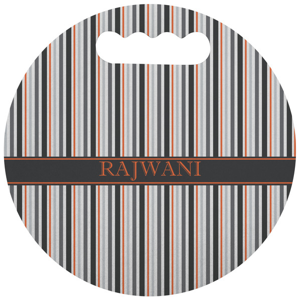 Custom Gray Stripes Stadium Cushion (Round) (Personalized)