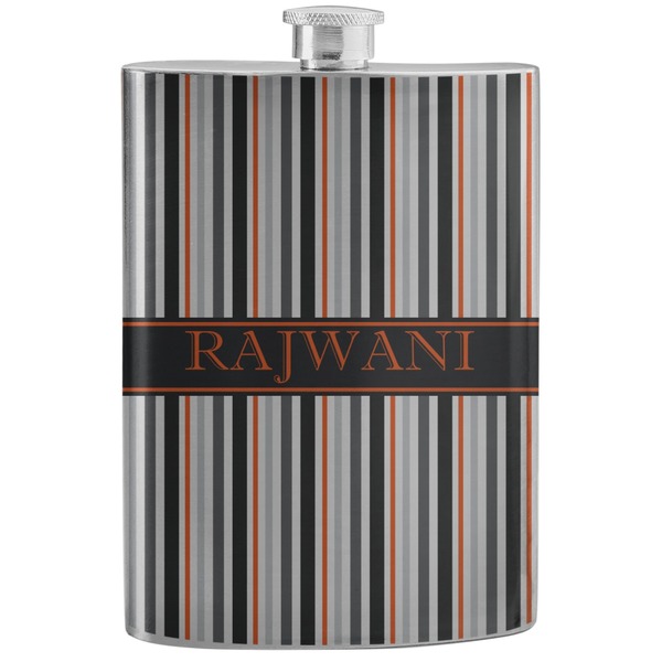 Custom Gray Stripes Stainless Steel Flask (Personalized)
