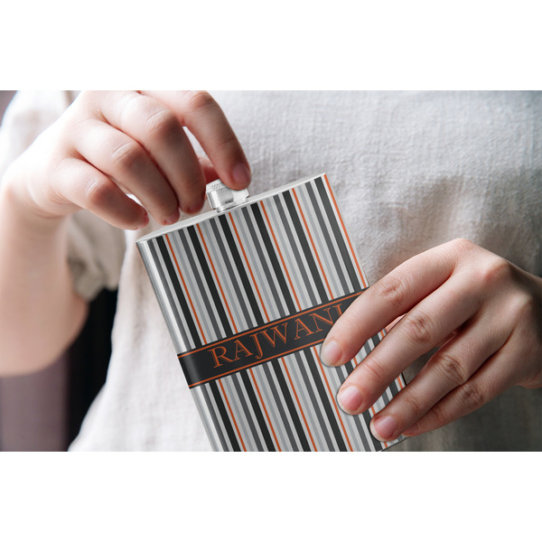 Gray Stripes Stainless Steel Flask - LIFESTYLE 1