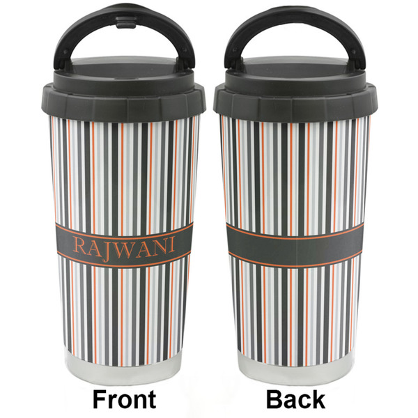Gray Stripes Stainless Steel Travel Cup - Apvl