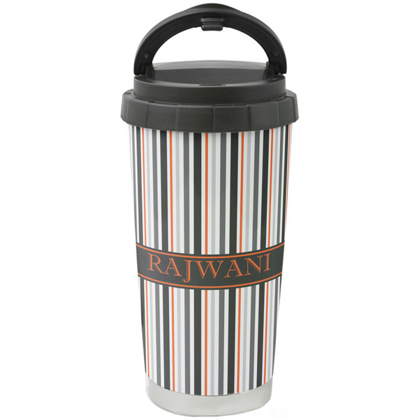 Custom Gray Stripes Stainless Steel Coffee Tumbler (Personalized)